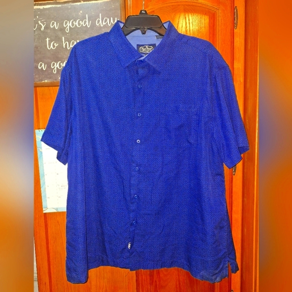 Nat Nast Men's Blue silk blend short sleeve button-down shirt in a size XL. EUC - Picture 1 of 10